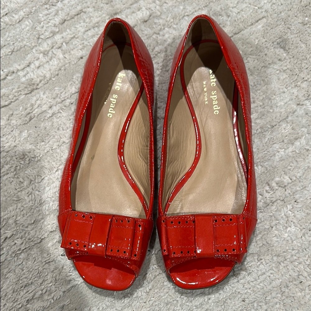Kate Spade Red Peep Toe Flats